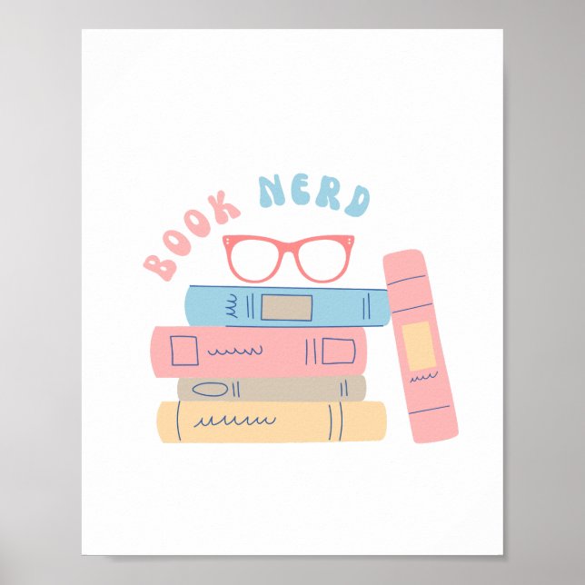 Book Nerd Girl Retro Design Poster (Front)