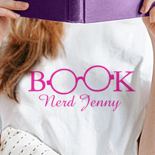 Book nerd glasses typographic name t-shirt