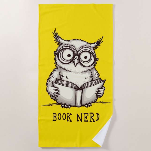 Book nerd owl beach towel (Front)