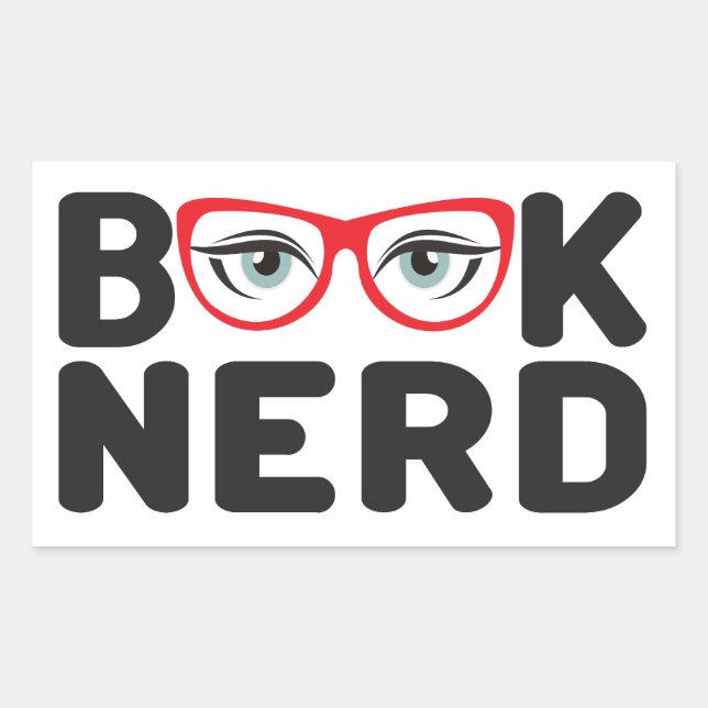 Book Nerd Rectangular Sticker (Front)