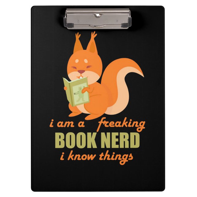 Book Nerd Squirrel Clipboard (Front)