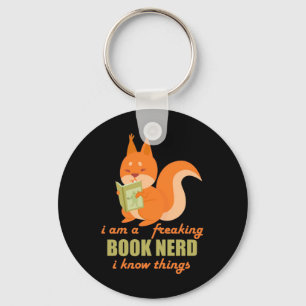 Book Nerd Squirrel Key Ring
