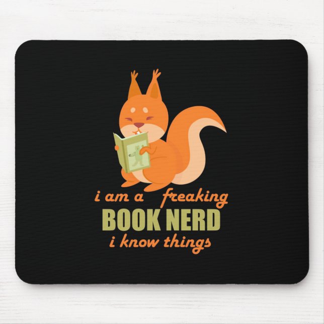 Book Nerd Squirrel Mouse Mat (Front)