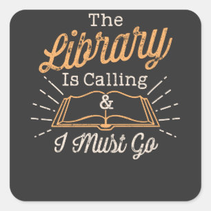 Book Nerd - The Library Is Calling Square Sticker