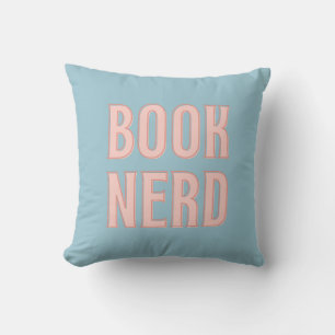 Book Nerd Typography Reader's Blue Cushion
