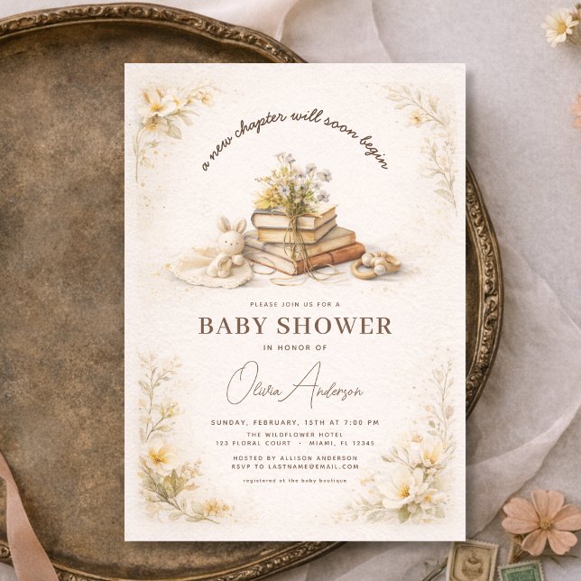Book New Chapter Begins Baby Shower Invitation (Creator Uploaded)