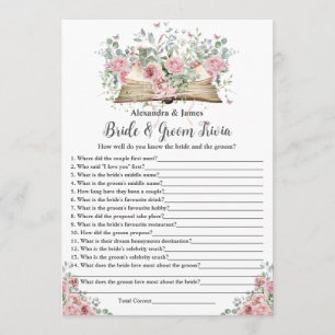 Book New Chapter Bride & Groom Trivia Bridal Game Card