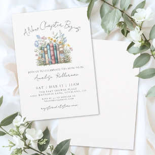 Book New Chapter Floral Baby Shower Invitation