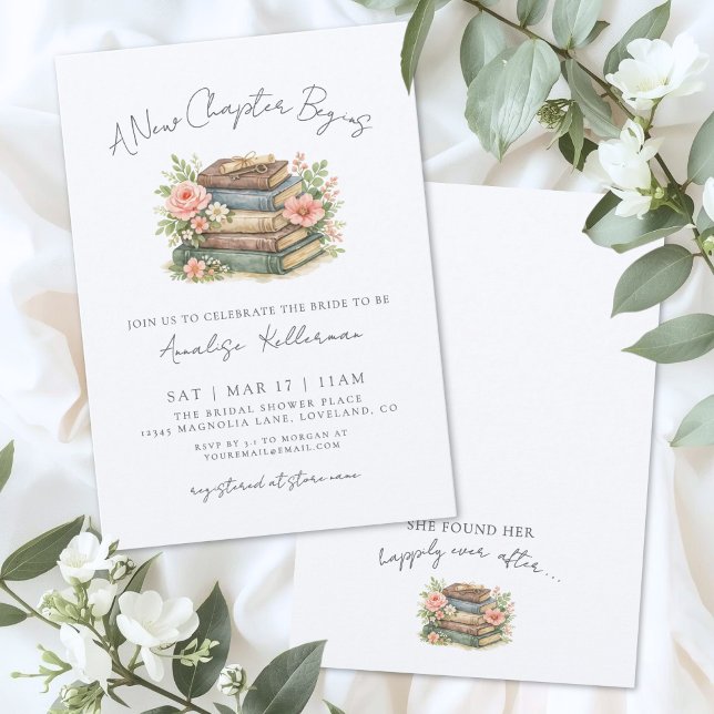 Book New Chapter Floral Bridal Shower Invitation (Book New Chapter Floral Bridal Shower Invitation)