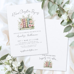 Book New Chapter Floral Bridal Shower Invitation