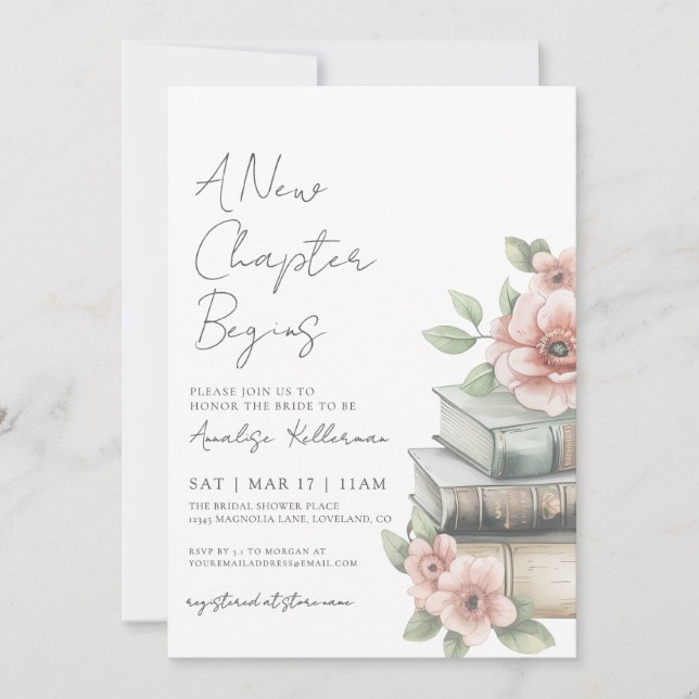 Book New Chapter Floral Bridal Shower Invitation (Front)