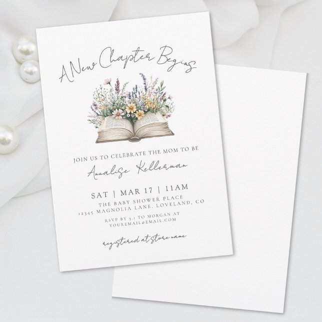 Book New Chapter Wildflower Baby Shower Invitation (Book New Chapter Wildflower Baby Shower Invitation)