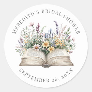 Book New Chapter Wildflower Bridal Shower Classic Round Sticker