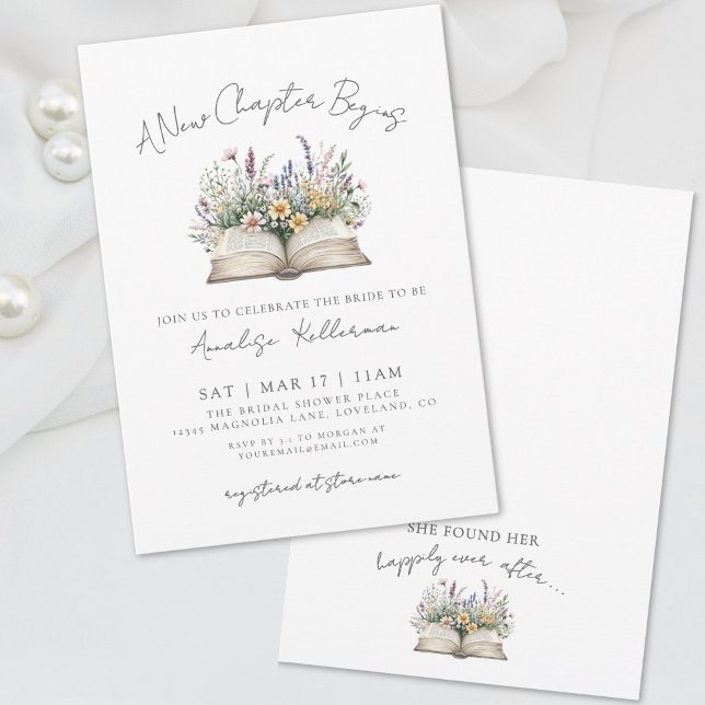 Book New Chapter Wildflower Bridal Shower Invitation (Book New Chapter Wildflower Bridal Shower Invitation)