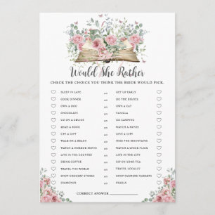 Book New Chapter Would She Rather Bridal Game Card