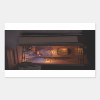 Book nook diorama - gone shopping rectangular sticker