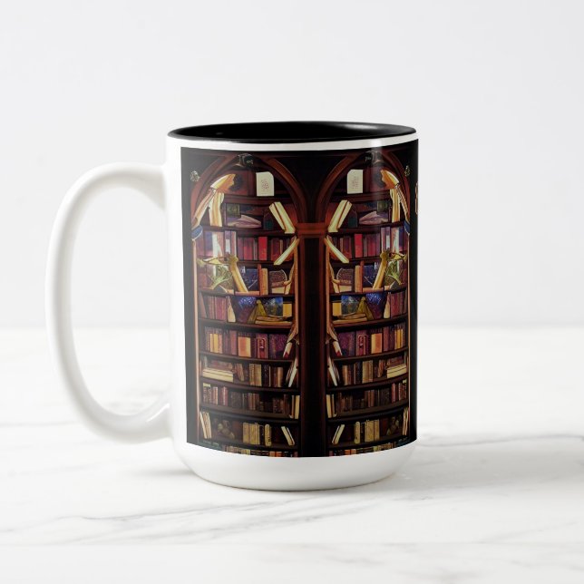 Book Nook Shelves Two-Tone Coffee Mug (Left)