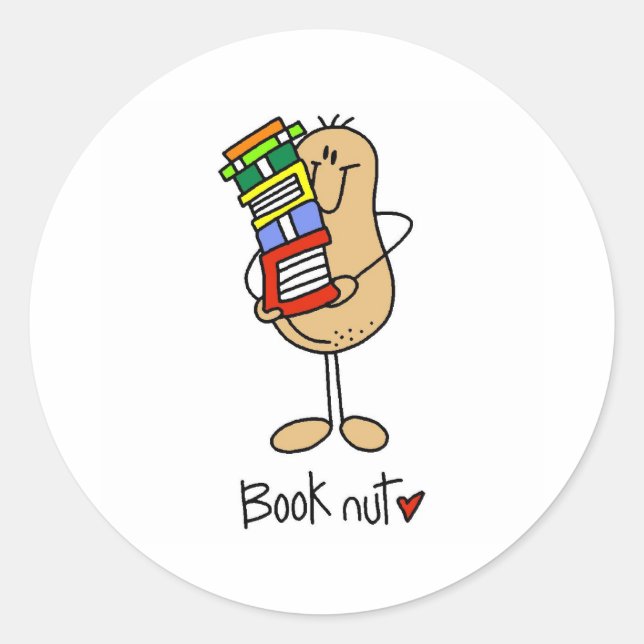 Book Nut Classic Round Sticker (Front)