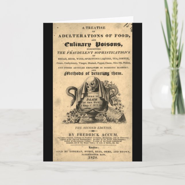 Book of culinary poisons from 1820 antique skull card (Front)