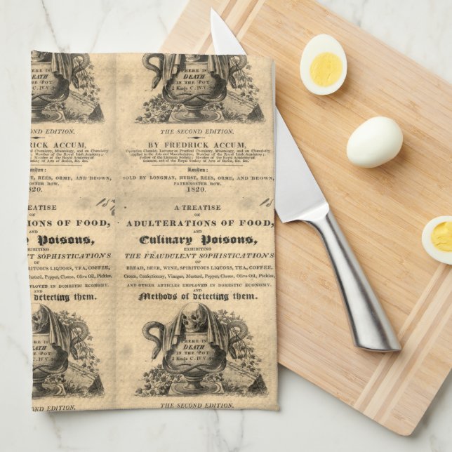 Book of culinary poisons from 1820 antique skull tea towel (Quarter Fold)