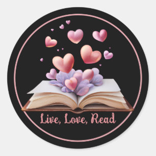 Book Of Hearts Black Classic Round Sticker