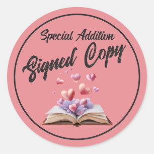 Book Of Hearts Signed Copy Pink Classic Round Sticker