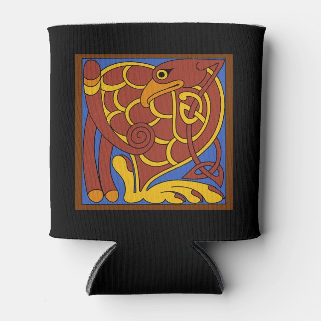Book Of Kells Celtic Knot Mediaeval Bird Can Cooler (Front)