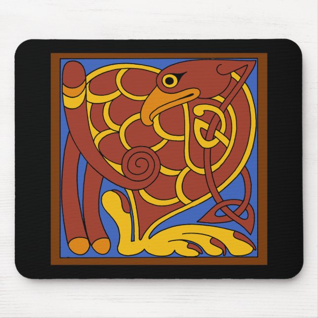 Book Of Kells Celtic Knot Mediaeval Bird Mouse Mat (Front)