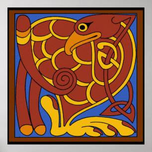 Book Of Kells Celtic Knot Mediaeval Bird Poster