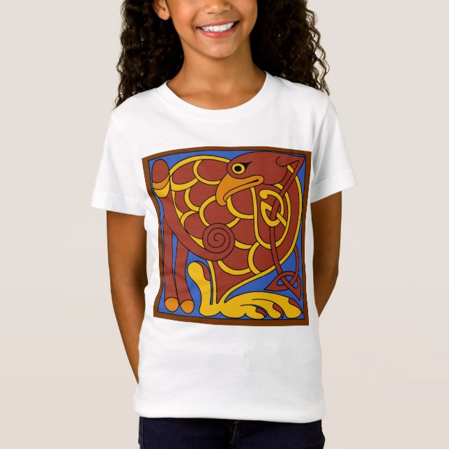 Book Of Kells Celtic Knot Mediaeval Bird T-Shirt (Front)