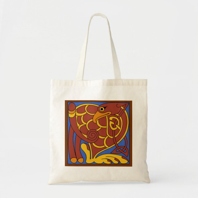 Book Of Kells Celtic Knot Mediaeval Bird Tote Bag (Front)