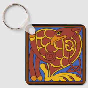 Book Of Kells Celtic Knot Medieval Bird Key Ring