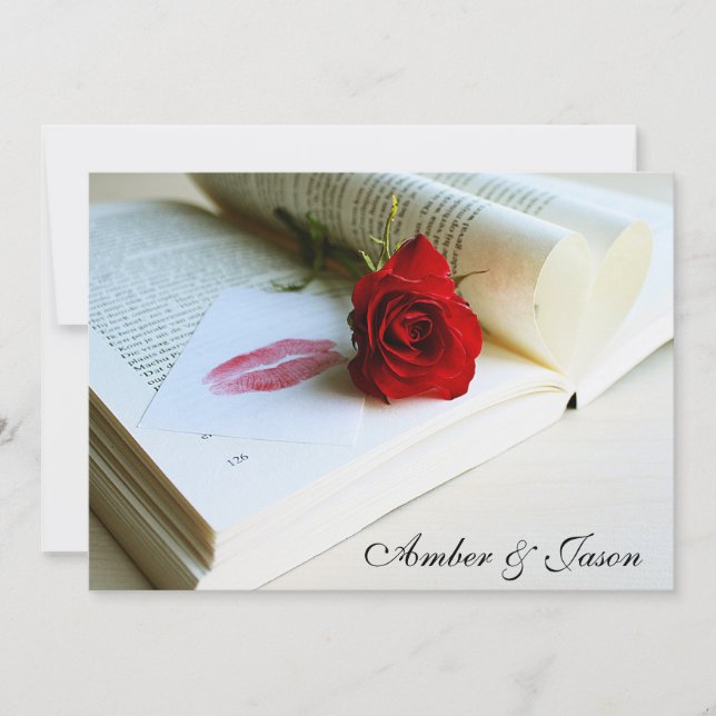 'Book of love' wedding invitation card (Front)