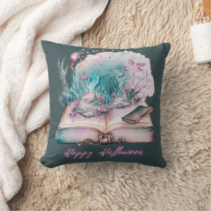 Book of Shadows Beautiful Green Halloween Cushion