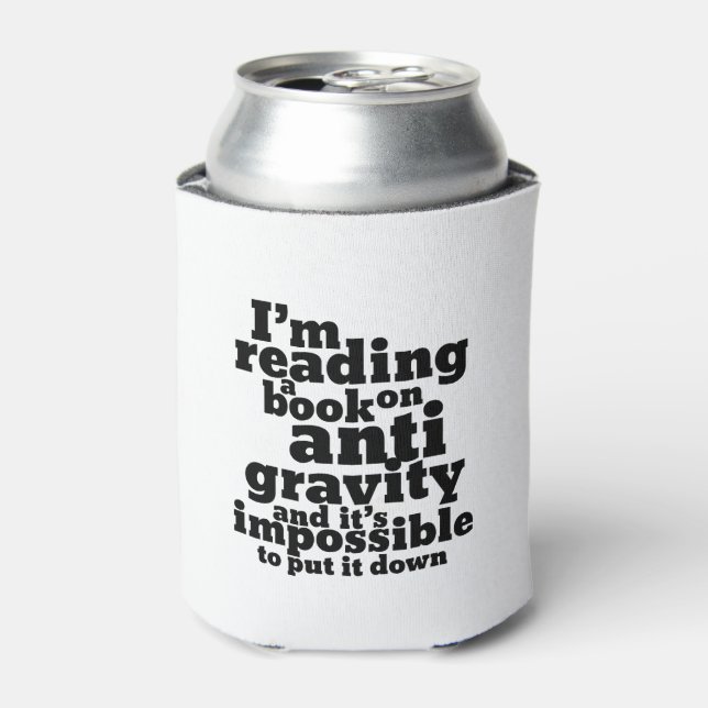 Book on Anti Gravity Funny Science Geek Puns Can Cooler (Can Front)