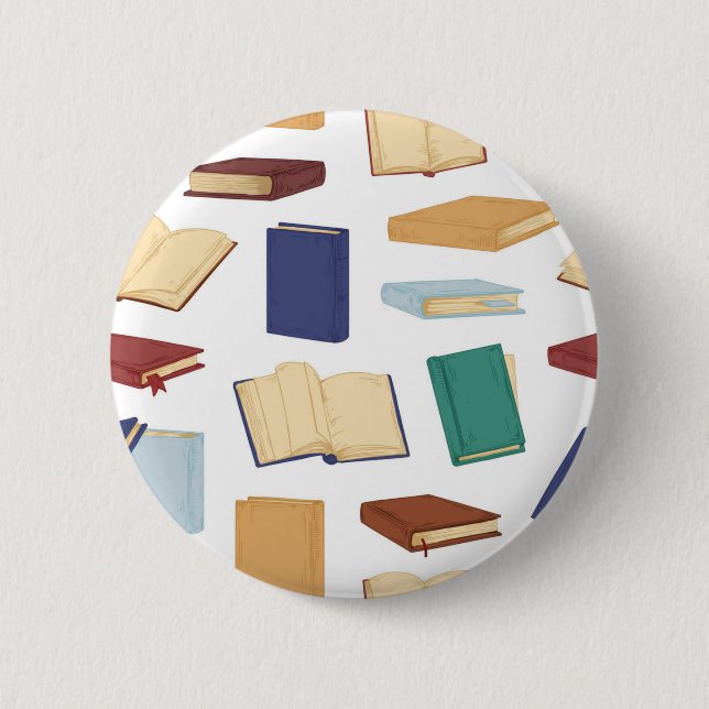 Book pattern 6 cm round badge (Front)