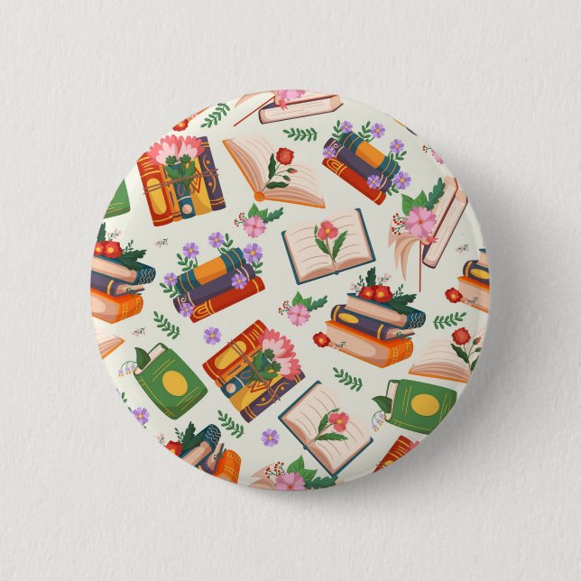 Book pattern 6 cm round badge (Front)