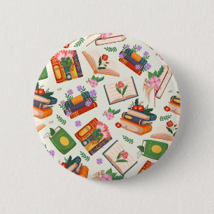 Book pattern 6 cm round badge