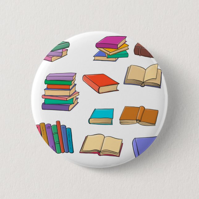 Book pattern 6 cm round badge (Front)