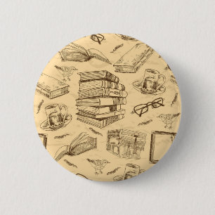 Book pattern 6 cm round badge
