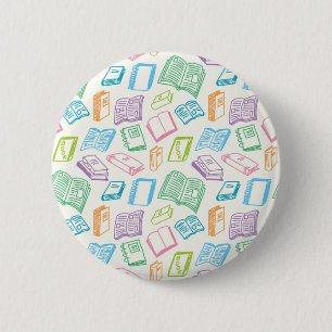 Book pattern 6 cm round badge