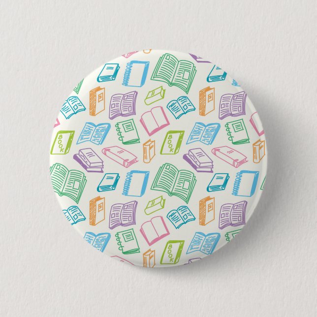 Book pattern 6 cm round badge (Front)