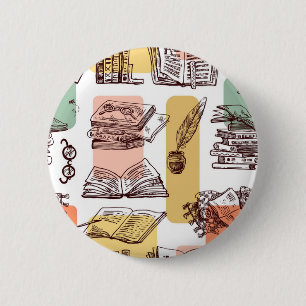 Book pattern 6 cm round badge
