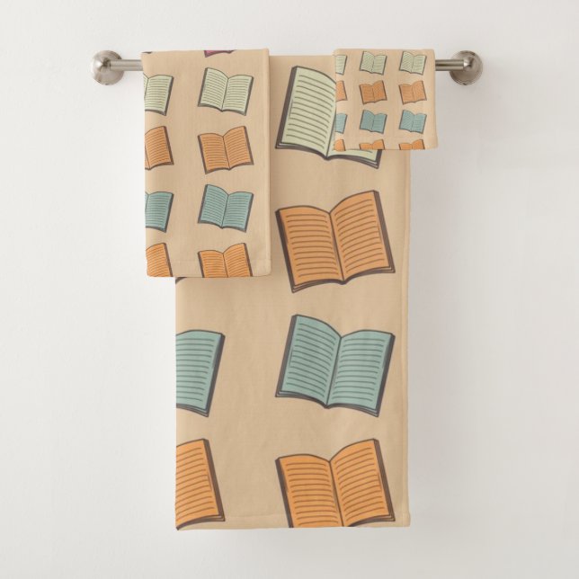 Book pattern bath towel set (Insitu)