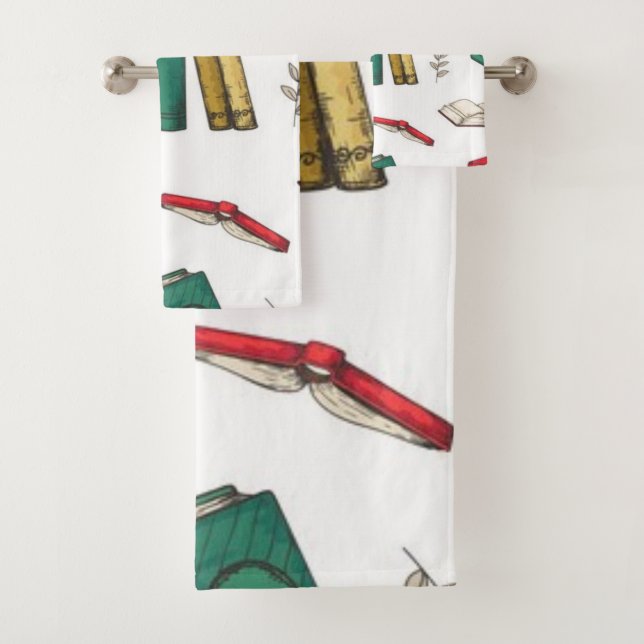 Book pattern bath towel set (Insitu)