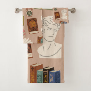 Book pattern bath towel set