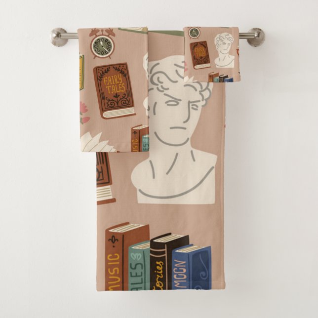 Book pattern bath towel set (Insitu)