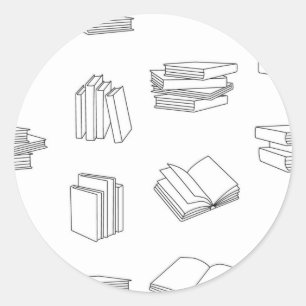 Book pattern classic round sticker