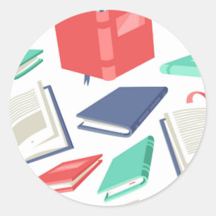 Book pattern classic round sticker