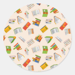 Book pattern classic round sticker